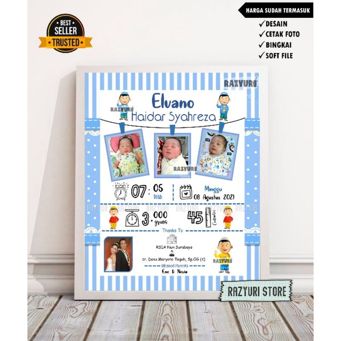 FRAME BIODATA BAYI/KADO KELAHIRAN BAYI UNIK/BINGKAI BIODATA ANAK/HADIAH KELAHIRAN