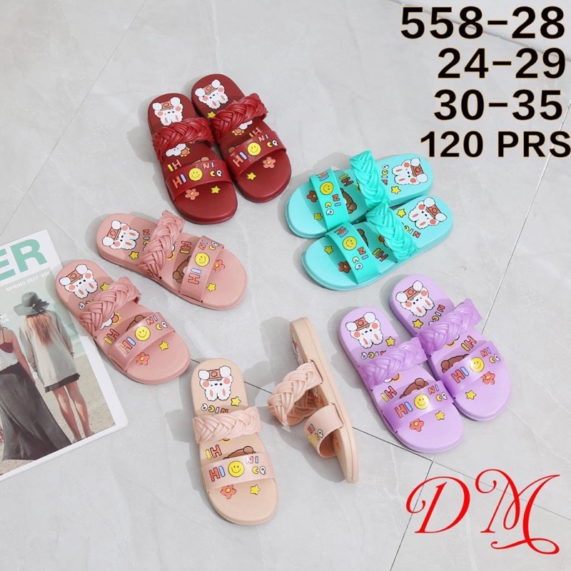 Sandal slip on klom Anak Perempuan Bunga Kepang 558-28