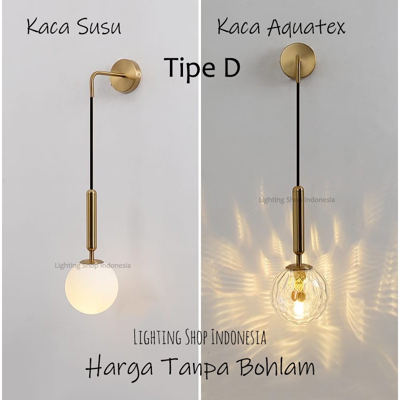 Lampu dinding gold kaca minimalis modern