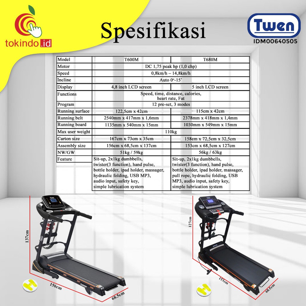 Promo Discount  TWEN T600M Twen T680M Treadmill Elektrik Treadmill Listrik Treadmill Multifungsi