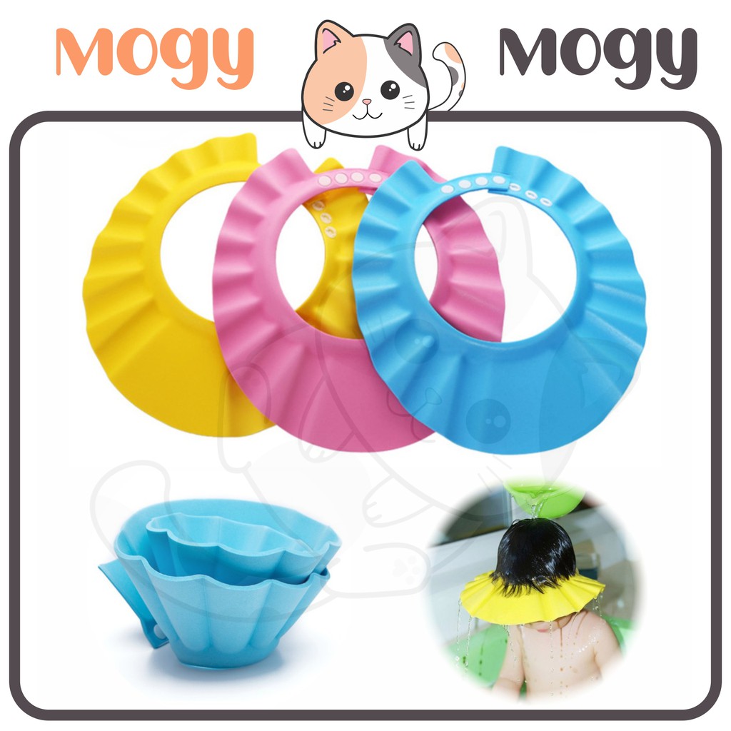 MOGYMOGY HL0103 Topi Keramas Anak Kancing Dengan Penutup Telinga Shower Cap Mandi Bayi