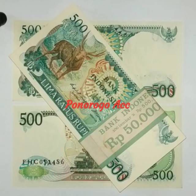 (GRESS) Uang kuno rp 500 rusa 500 kijang 500 menjangan tahun 1988 500 rupiah rusa uang kuno rp.500