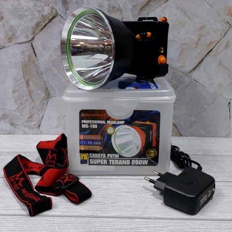 BISA COD SENTER KEPALA 200W 200 WATT MITSUYAMA MS-180 CAHAYA PUTIH PROFESSIONAL HEADLAMP SUPER TERANG