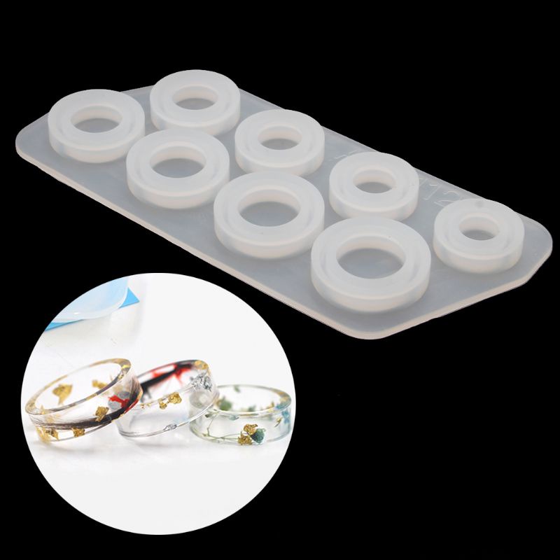 SIY  8Pcs Assorted Sizes Ring Silicone Mold Jewelry Resin Casting Mold US Size 5-12