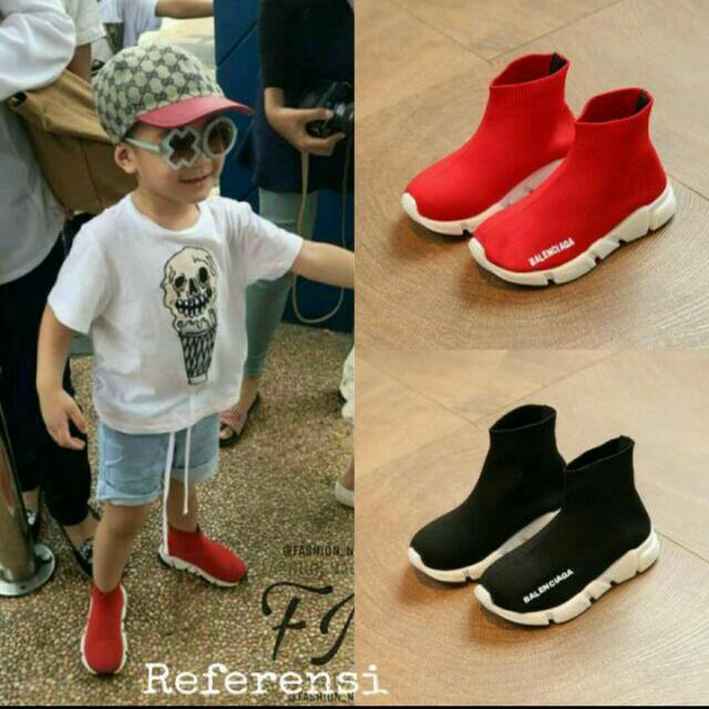 35&36 merah Sepatu kaos kaki anak impor balenciaga