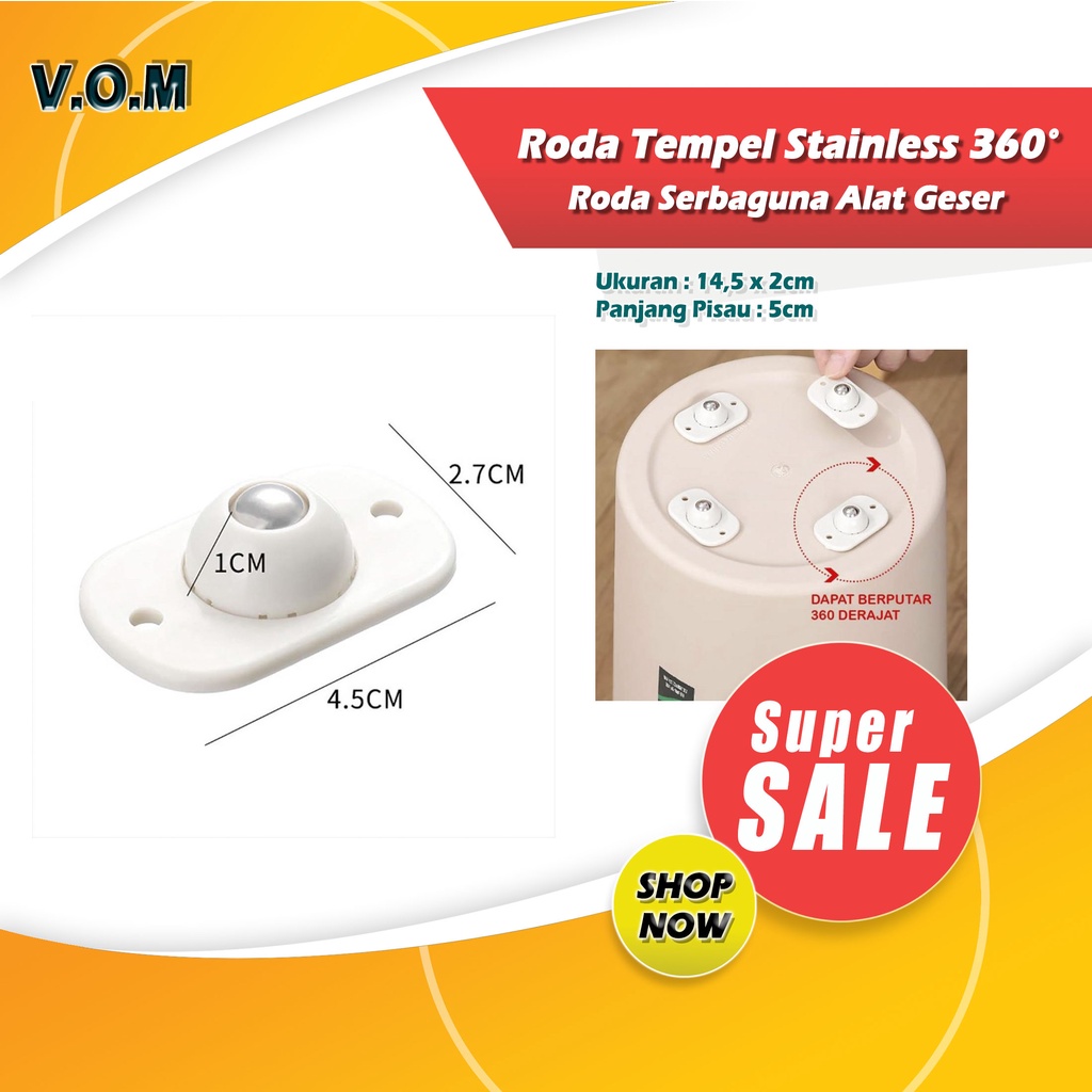 Roda Tempel Stainless 360° Roda Serbaguna Alat Geser Perabotan 0782