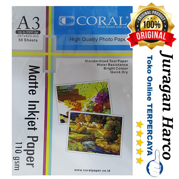 

Coral Matte Inkjet Paper A3 110 gsm 50 sheets