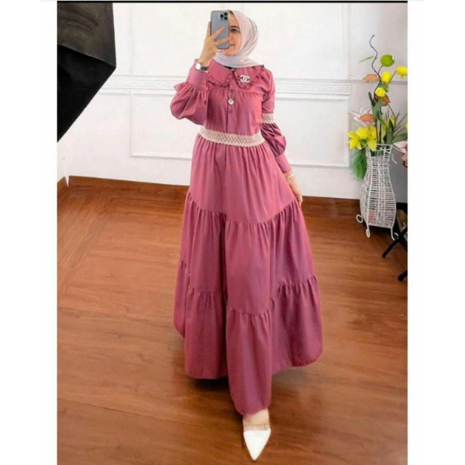 TERBARU ZASKIA SEMI DRESS AKSEN RENDA GAMIS LEBARAN WANITA TERBARU 2022 GAMIS MAXY FASHION MUSLIMAH 