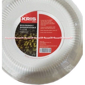 Krischef Eco Friendly Biodegradable Plate 23cm Piring Makanan Makanan Sekali Pakai Ramah Lingkungan Kris Chef