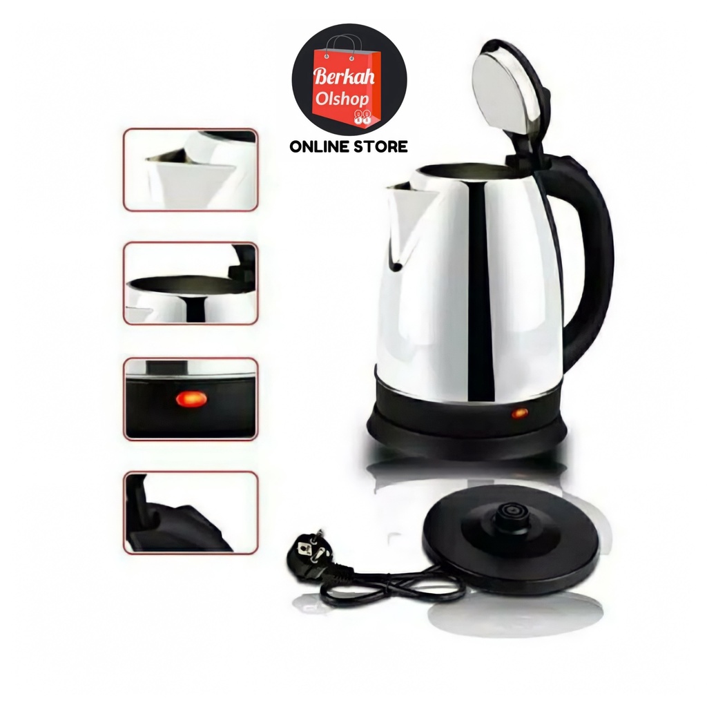 600 Watt Teko Listrik Otomatis Stainless Steel 1.8Liter Teh Kopi Rumah / Panci Listrik / Kompor Listrik / Teko Listrik  / Oven Listrik / Kantor KL-NS