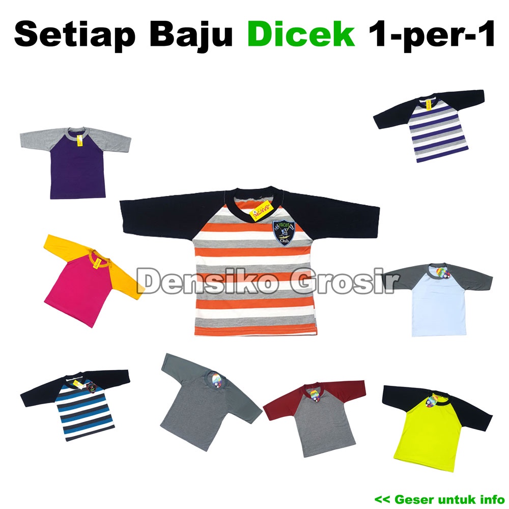 Raglan Anak (S) Kaos Polos Lengan 3/4 Bahan Katun Harga Murah