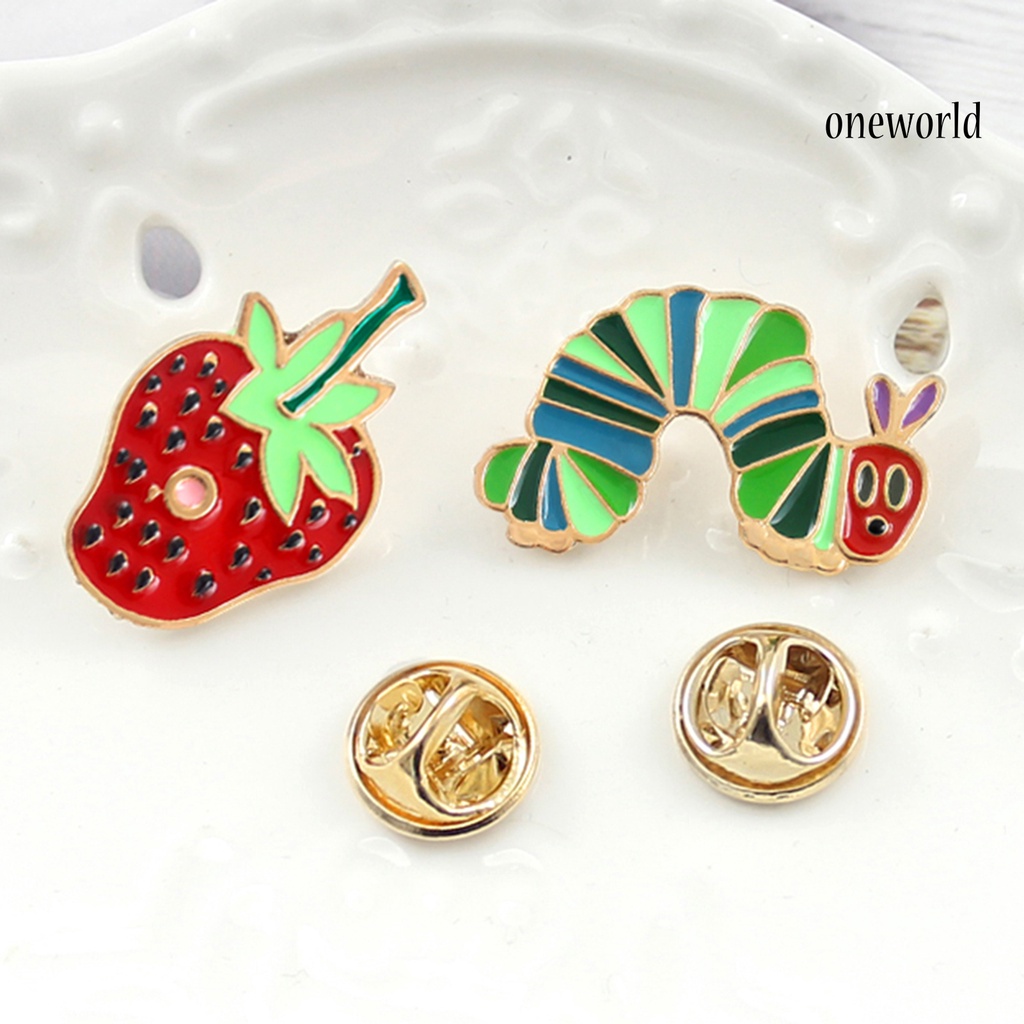 OW@ Brooch Pin Strawberry Shape Portable Unisex Funny Enamel Brooch Pin Set for Daily Life