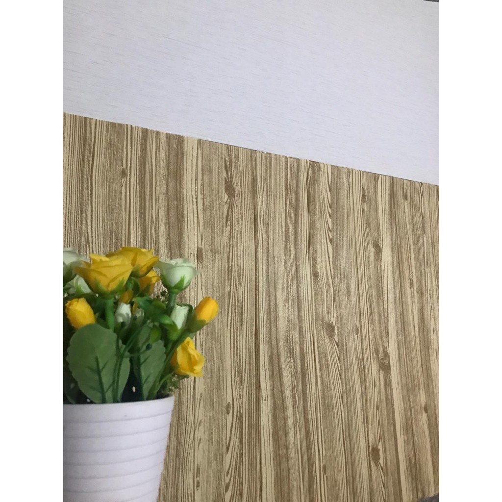 (Wallpaper Bandung) Wallfoam Kayu 70 x 70 cm Tebal 6 mm / foam Kayu Cream / Foam Motif Kayu / Kayu / Stiker Foam / Foam 3d-5