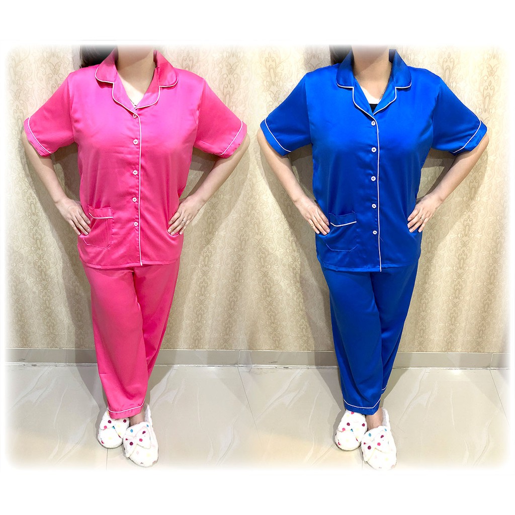 Stelan Baju Tidur Satin CP Velvet Import Polos Panjang