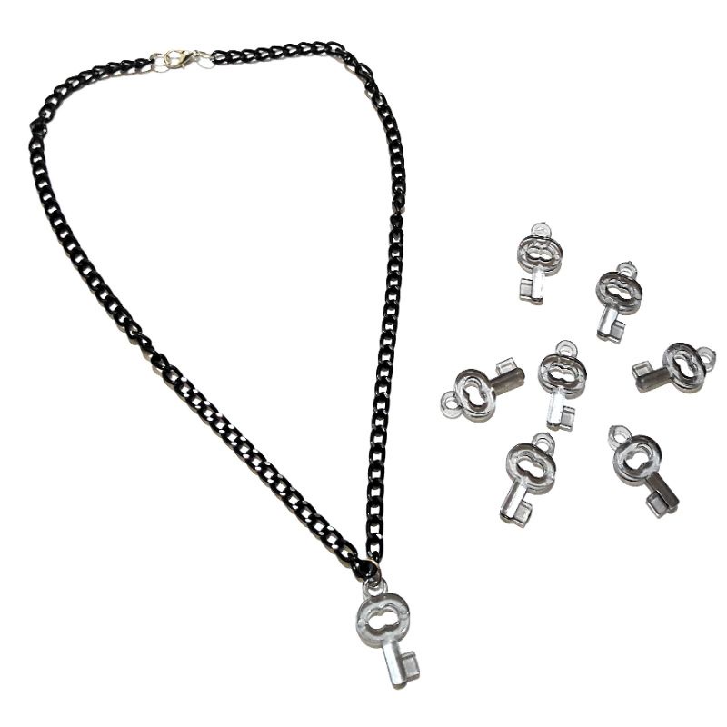 Kalung Rantai Black Key Charm Chain Kunci Hitam Model Retro