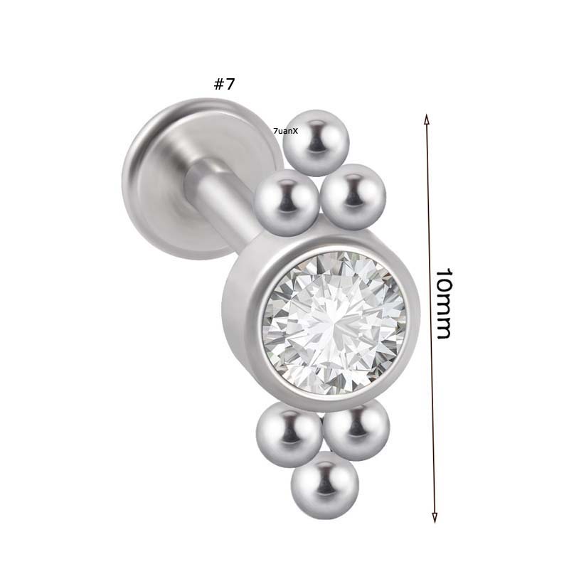 1 Pc Anting Tindik Bibir Bahan Stainless Steel 16gauge Labret Dengan Zircon