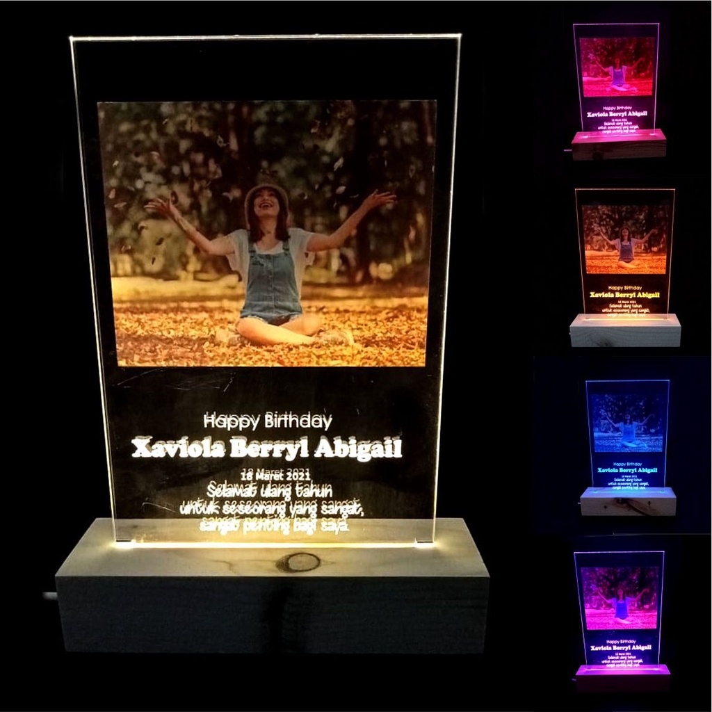 Kado Ulang Tahun Hadiah Ulang Tahun  Lampu Tidur Akrilik CUSTOM FOTO &amp; UCAPAN
