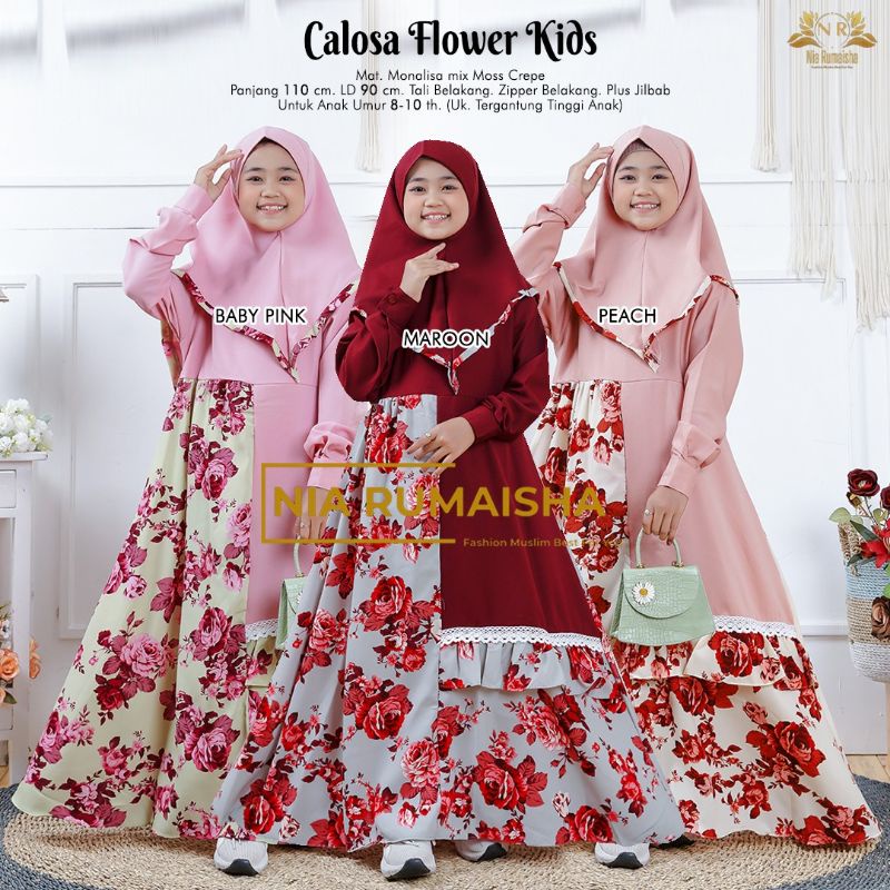 CALOSA FLOWER  KIDS GAMIS MUSLIM ANAK BY NIA RUMAISHA ORI NAURA