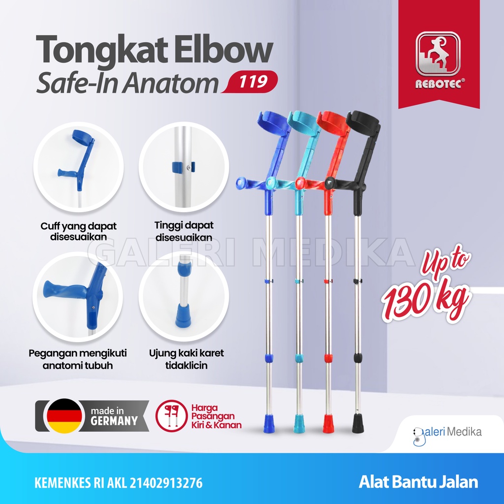 Tongkat Jalan / Tongkat Siku / Tongkat Elbow Rebotec Safe-In Anat 119 - Tongkat Bantu Jalan