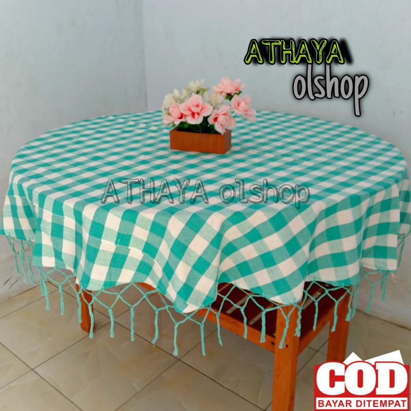 Feraristore Taplak Meja Makan 4 Kursi Bulat Taplak Tenun Taplak Meja Taplak Taplak Meja Motif Kotak