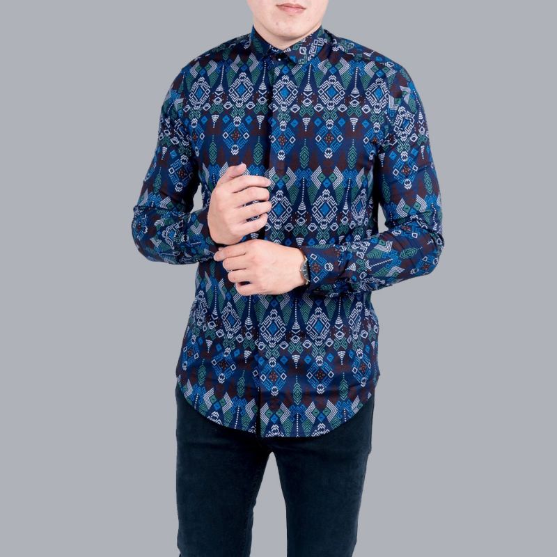 Kemeja Batik Songket Pria Lengan Panjang Batik songket pria casual