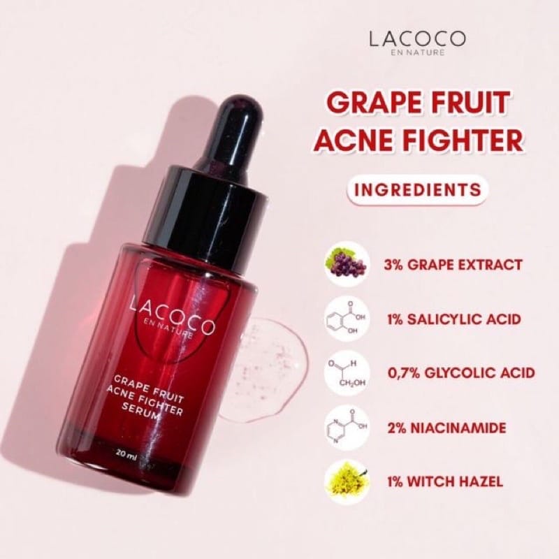 Lacoco Dark Spot Essence 12ml | Grape Fruit Acne Fighter Serum 20ml