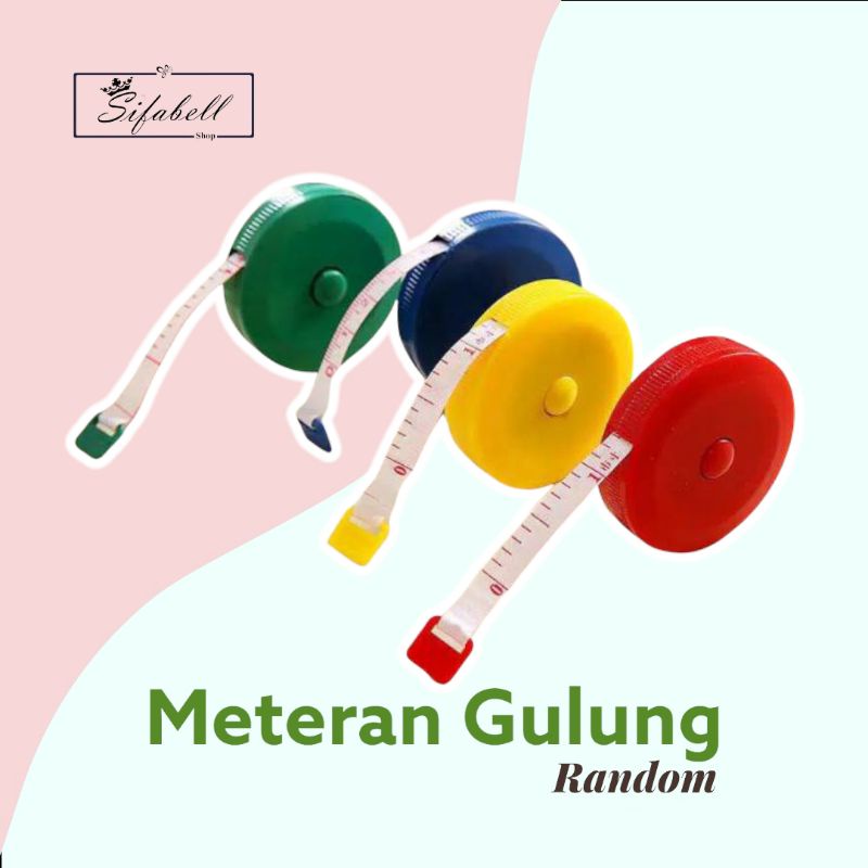 Meteran Gulung Mini 1,5m Meteran Baju Roll Putar 150cm Pita Alat Pengukur Kain Lingkar Perut