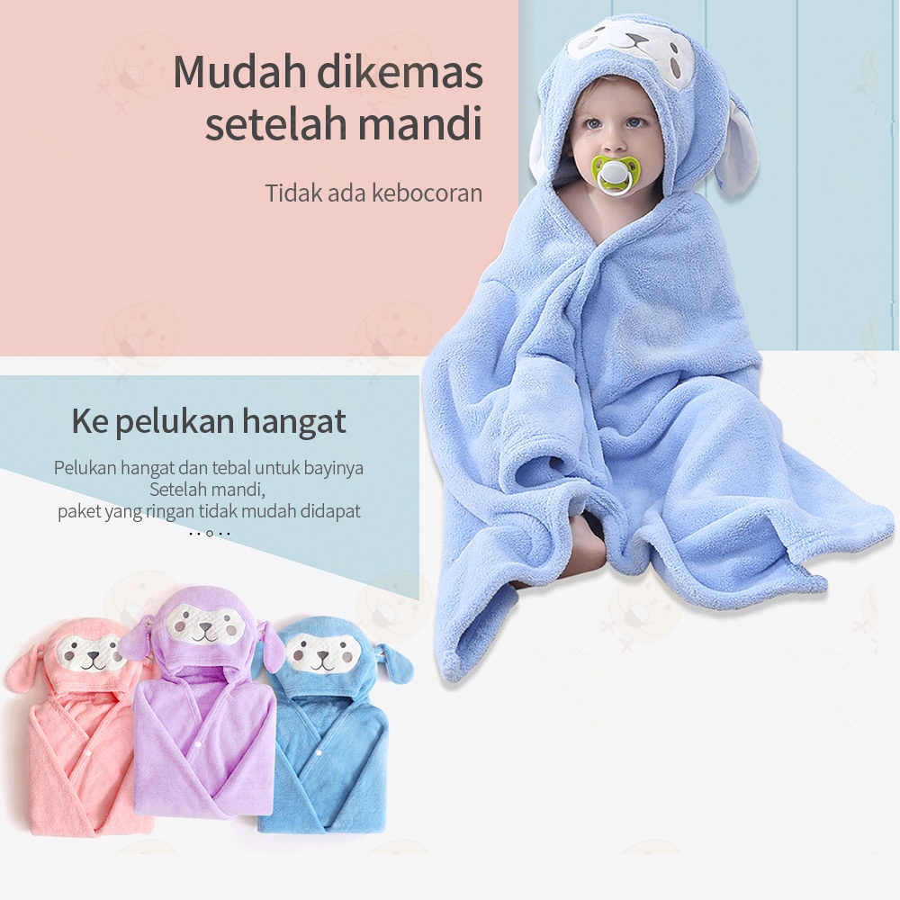 Lacoo Handuk bayi anak lembut Handuk mandi anak bayi motif kelinci 70*140 cm