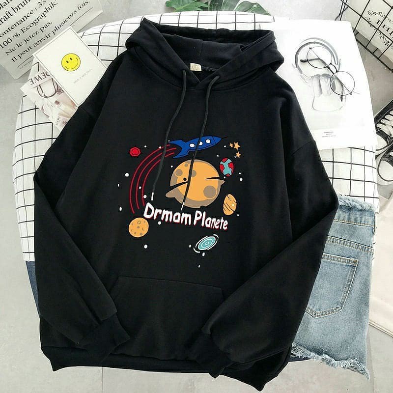 Sweater Hodie Wanita Motif Drman Planet l Sweter Bahan BABYTERRY