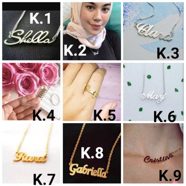 Kalung nama Simple elegan || cincin cantik lapis emas Glitter