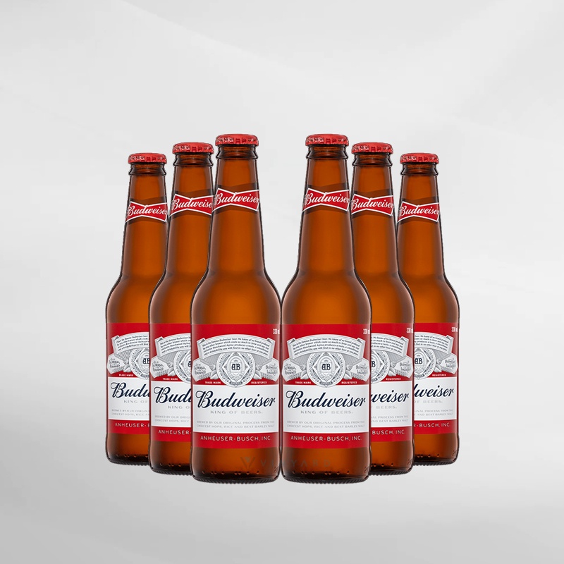 Jual PROMO ( 6 Botol ) Budweiser Beer Glass Bottle 330ml | Shopee Indonesia