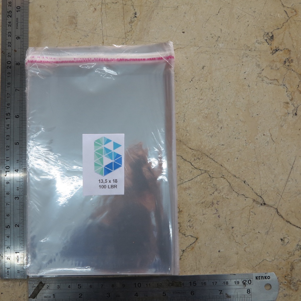Plastik 13,5x18 cm Plastik OPP Seal Plastik OPP Lem Plastik OPP Bening Tebal 18 Micron