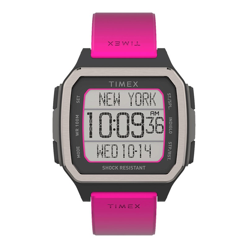 Jam Tangan Pria Timex Command Urban TW5M29200 Digital Dial Pink Rubber Strap