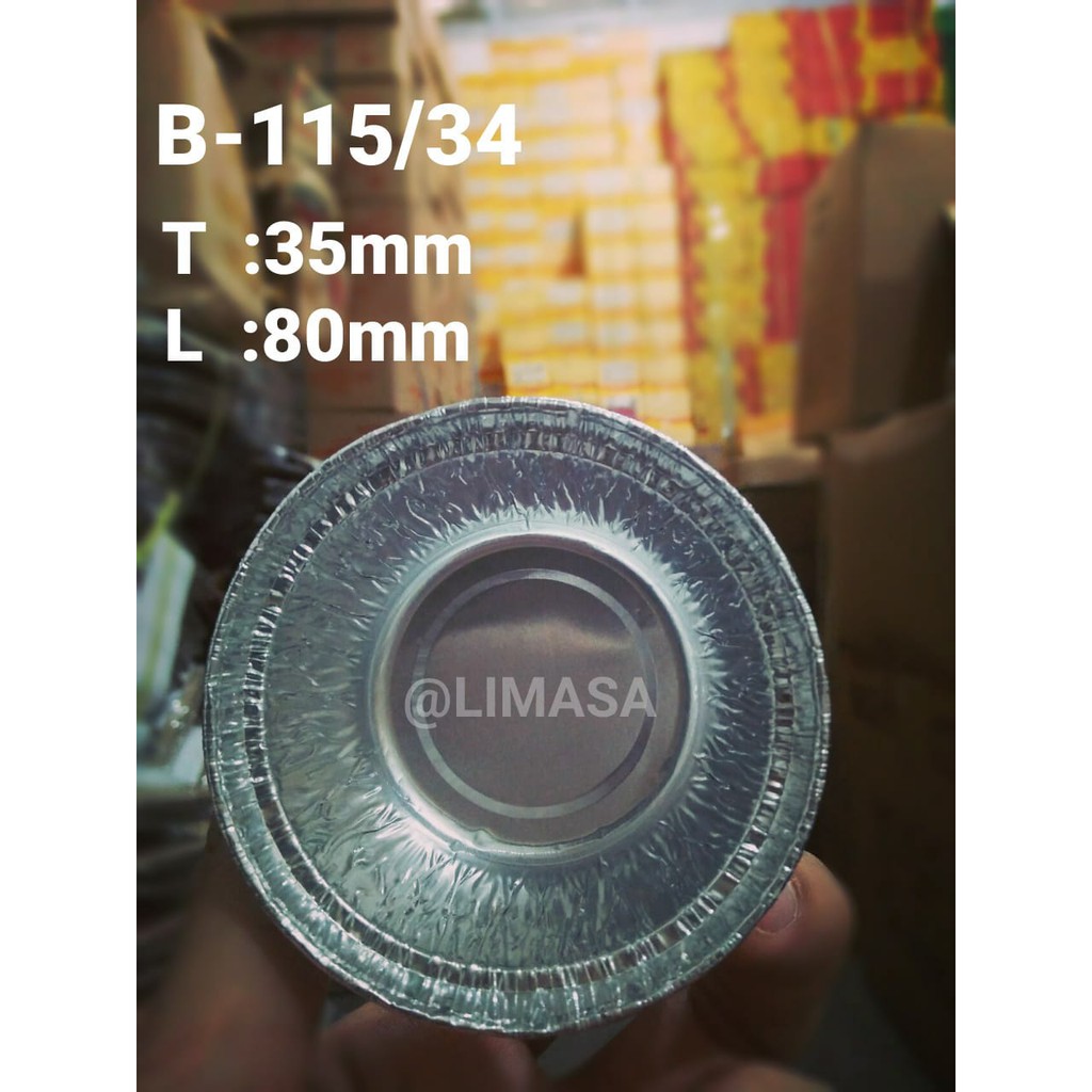 ALUMUNIUM FOIL CUP BULAT 115/34 + TUTUP ISI 50PCS
