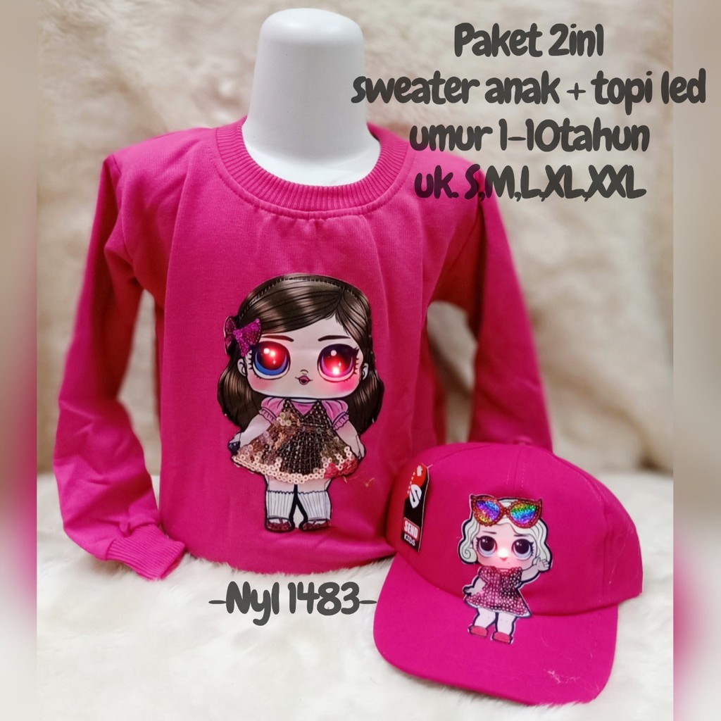 switer anak lol led gratis topi led