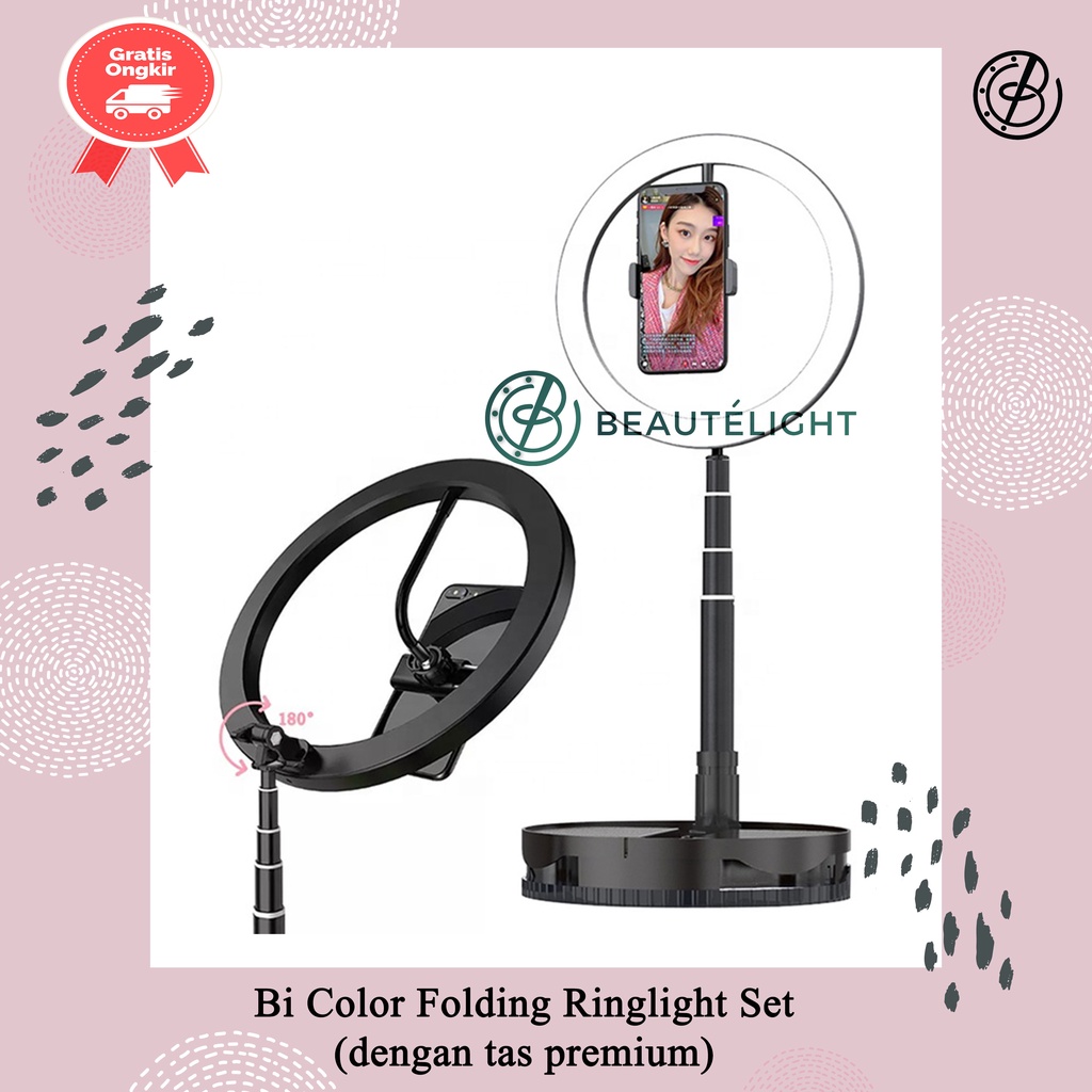 Premium Folding Ringlight Bi Color Beautelight / Ring Light LED BiColor
