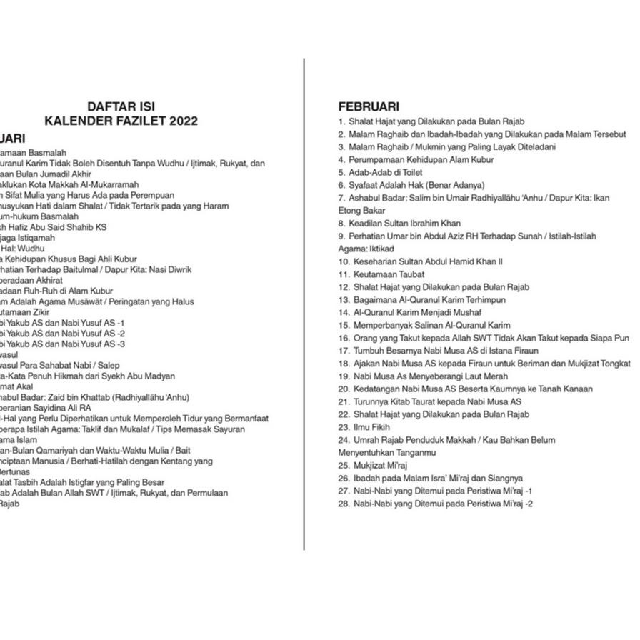 

[PRODUK MGQIU] Kalender Fazilet 2022 RSK