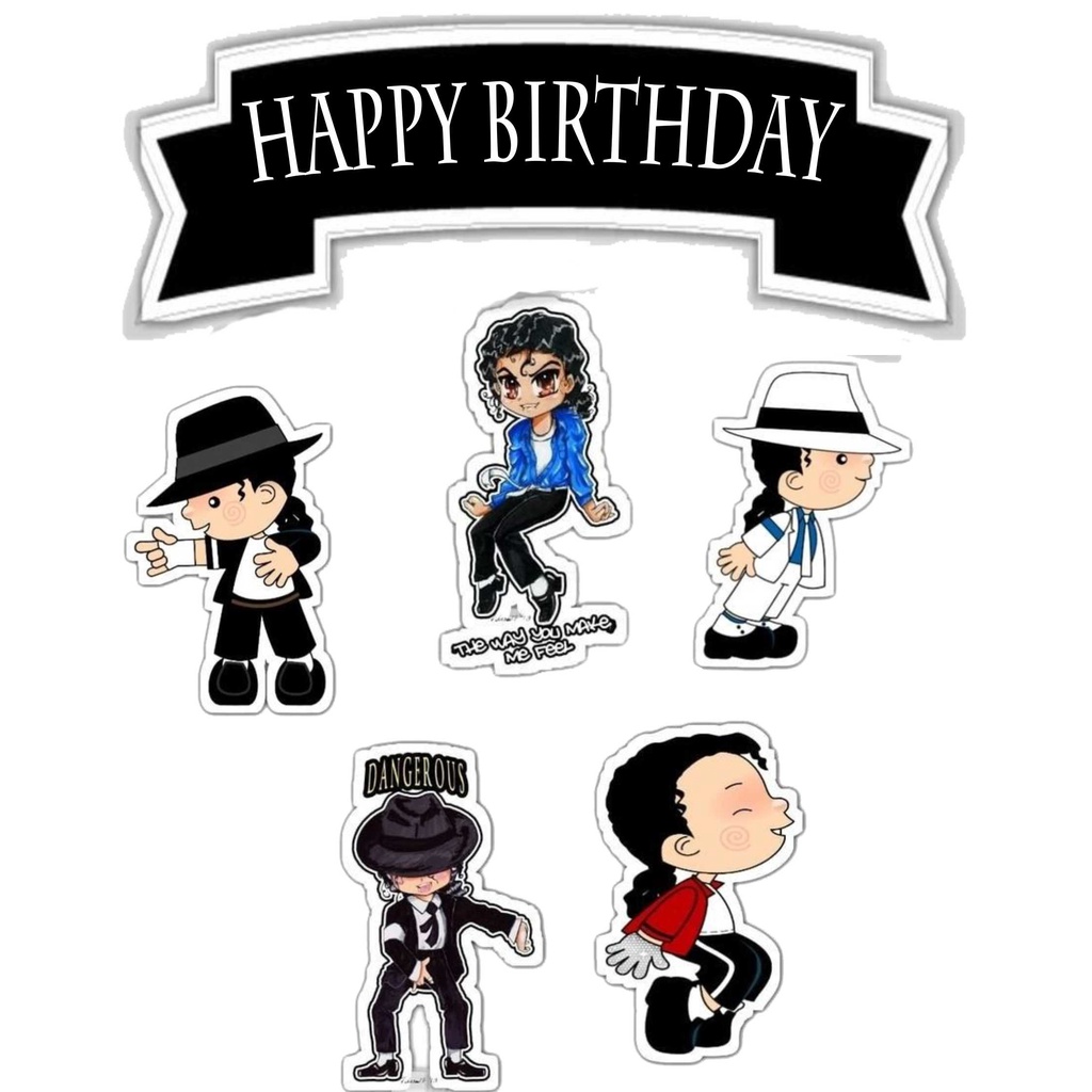 

TOPPER CAKE CUSTOM TOPPER ULANG TAHUN / HIASAN KUE CUSTOM MICHAEL JACKSON