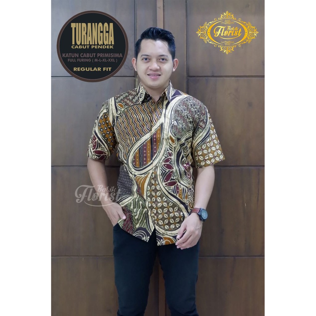 TURANGGA CABUT PENDEK Kemeja Batik Pria Full Furing Katun Cabut Primisima