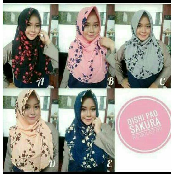 Promo Jilbab Oisi Lipit Motif Bunga sakura / Jilbab Instan / Hijab Pastan / Jilbab pashmina Termurah