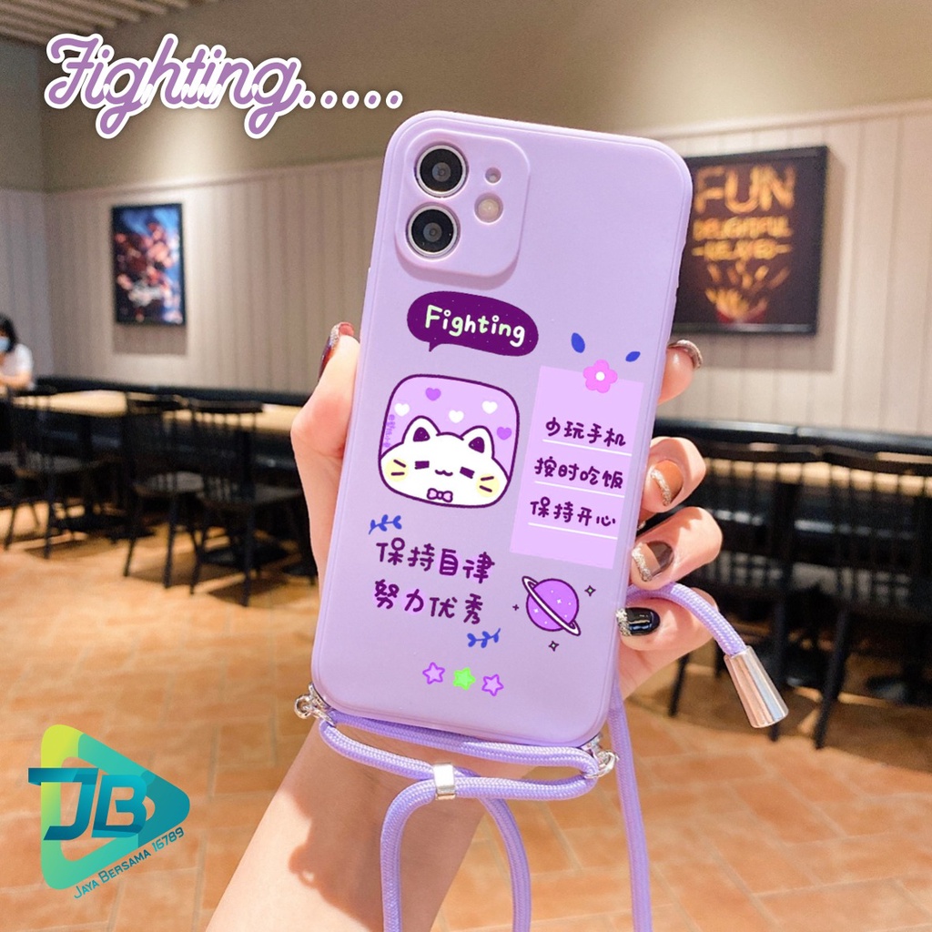 SOFTCASE SILIKON SLINGCASE TALI LANYARD STRAP PHONE MACARON PELINDUNG KAMERA FIGHTING OPPO VIVO SAMSUNG XIAOMI REALME IPHONE ALL TYPE JB5542