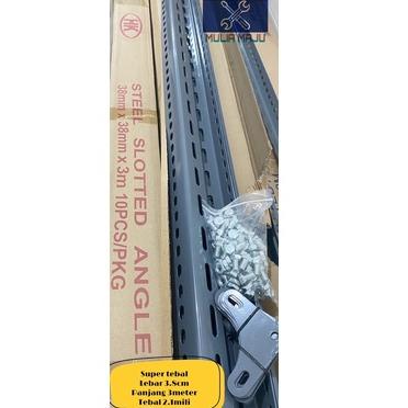 ️ Rak Siku Lubang Tebal 2.1mili 3.8cm Besi Siku Lubang Tebal 2.1mm 3meter murah