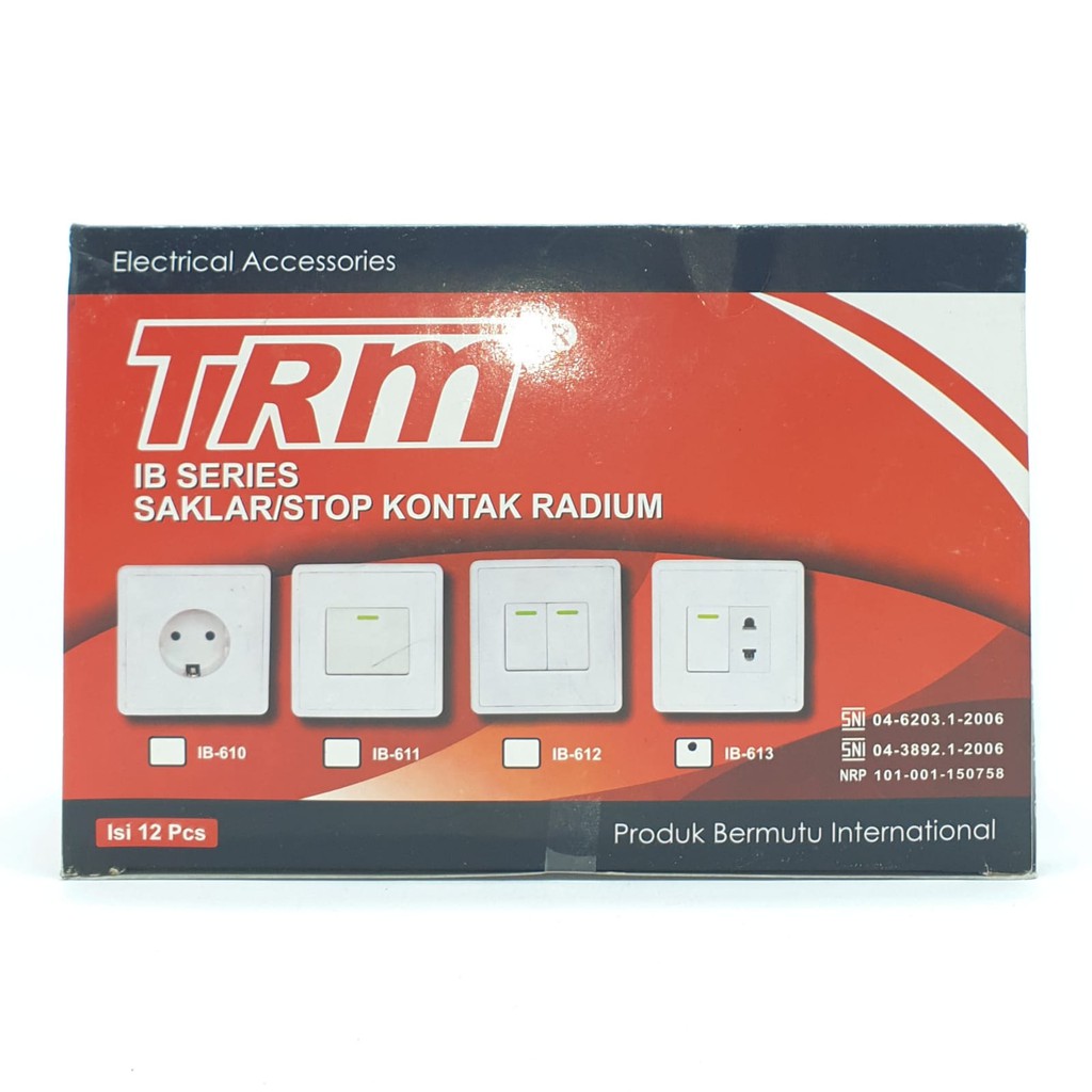 @12 Pcs (1 Kotak) TRM-613R IB Saklar Engkel Stop Kontak TRM-613R Inbow Radium SNI