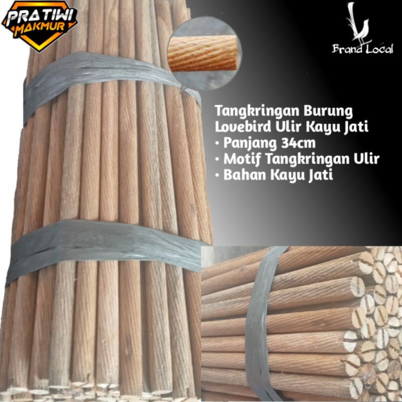 Tangkringan ulir burung Lovebird kayu jati anti slip Tangkringan Burung Sangkar Kapsul