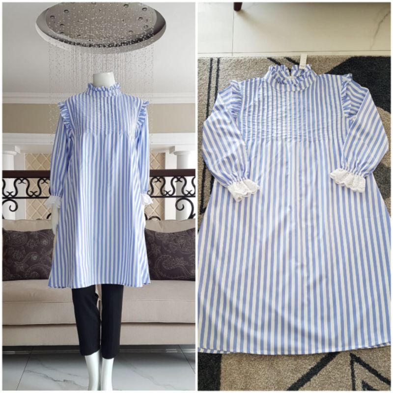 Tunik katun jepang motif salur ori by edness kayla