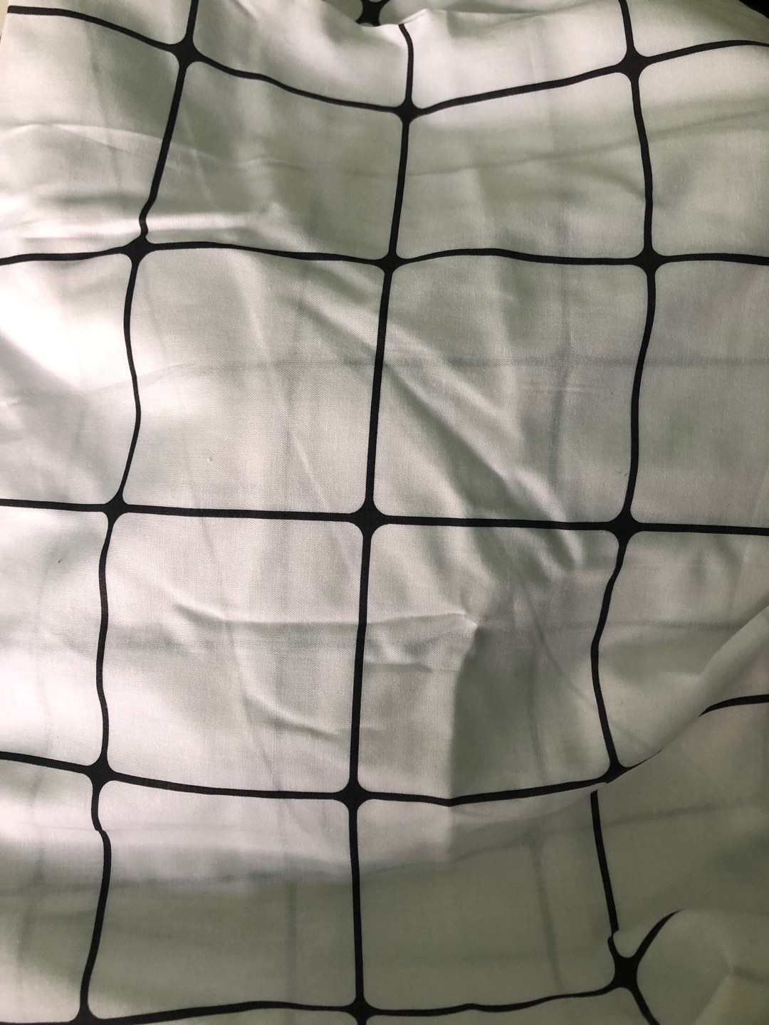 Sprei Set Katun Lokal Premium Kotak Kotak Putih Dan Motif Daun Monstera