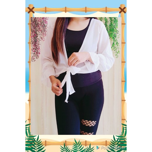 Cardigan outer putih crop tali