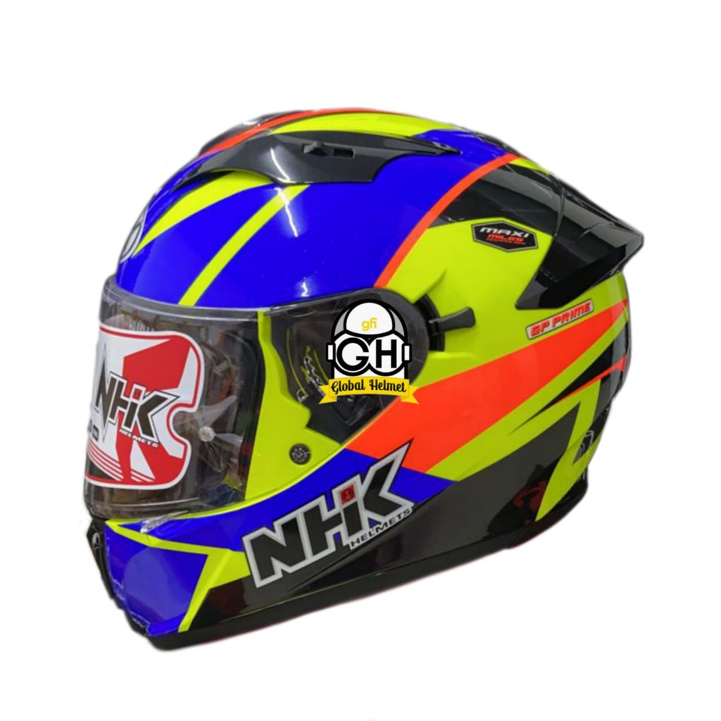 HELM NHK FULL FACE NHK GP PRIME MOTIF HYDRA YELLOW FLO BLUE