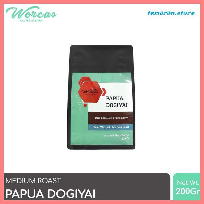 

Kopi- WORCAS Arabica Papua Dogiyai 200 Gram - Medium Roasted Coffee - KOPI BIJI -Biji-Kopi.