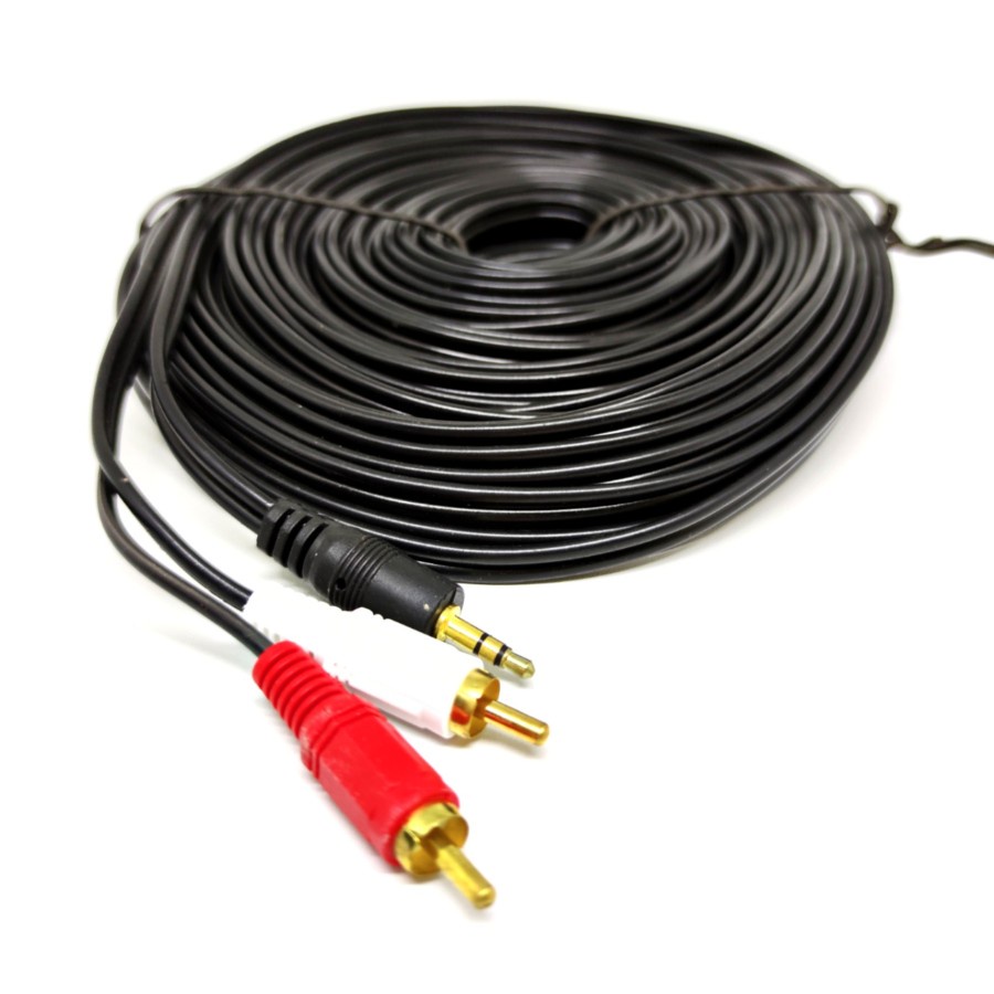 Kabel Audio to RCA 2 Gold Plated 20M (1-2) Jack 3.5 - 2 Rca 20 Meter